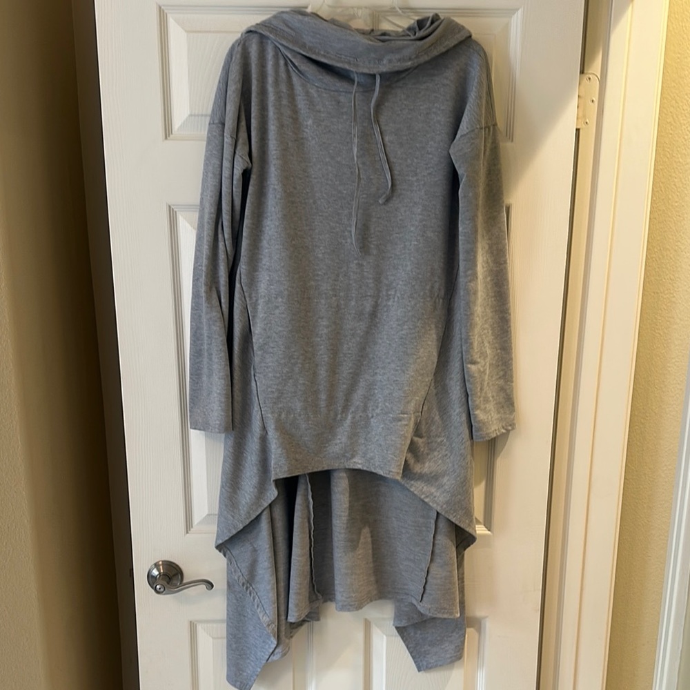 Gray Asymmetrical Hoodie Dress